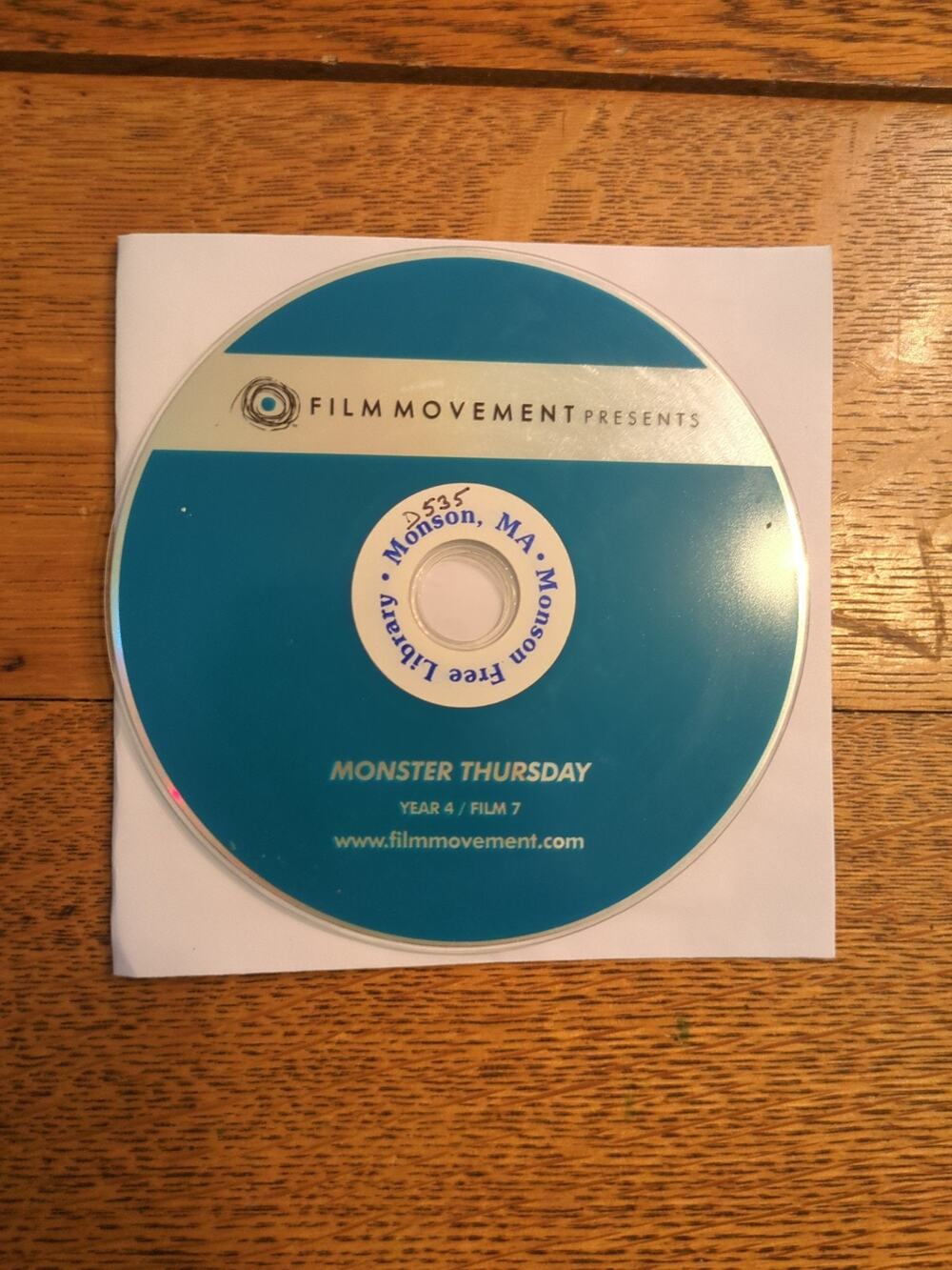MONSTER THURSDAY DVD THE FILM MOVEMENT SERIES 2006 disc Only
